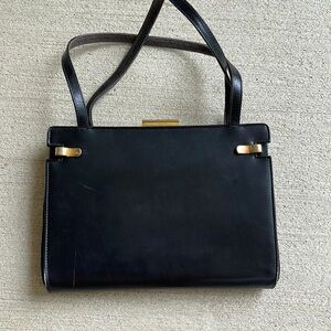 Gucci Authentic Vintage 60’s Black Leather Convertible Bag Clutch